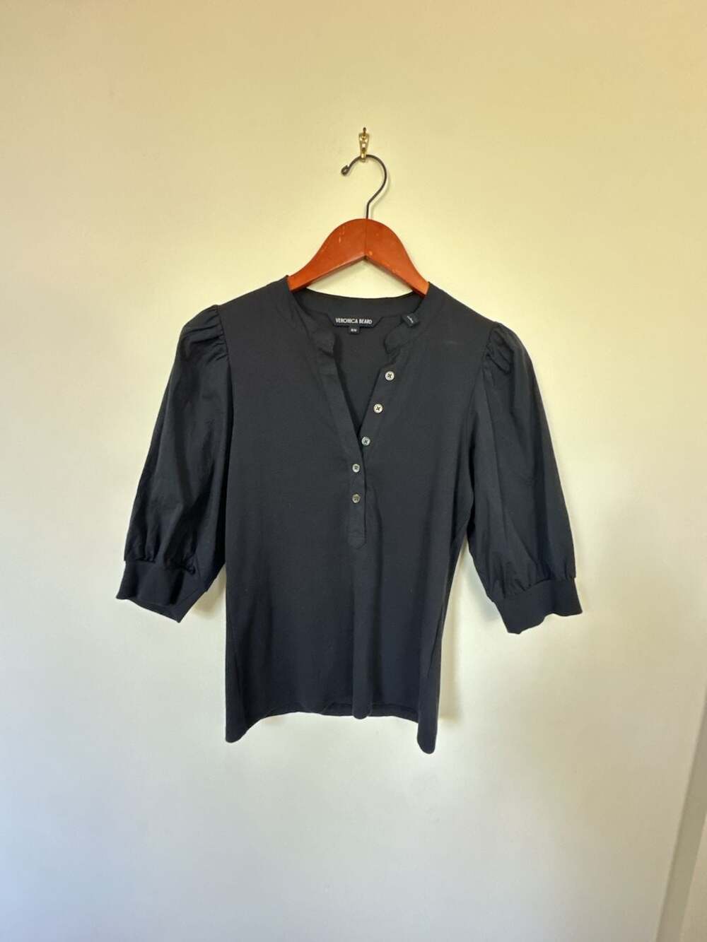Veronica Beard Coralee Puff-Sleeve Top Size M - Blue